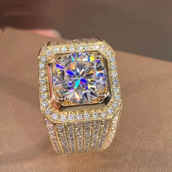 NEW 18k Yellow Gold Diamond Ring Band Chunky Gold Wide Ring Band - Picture 4 of 5